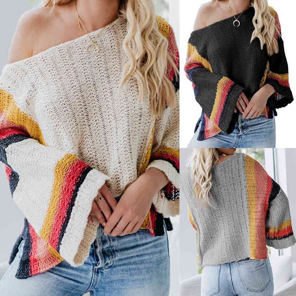 fashion sweater women's color matching t-shirt in autumn and winter 2021, White;black
fashion sweater women's color matching t-shirt in autumn and winter 2021, White;black