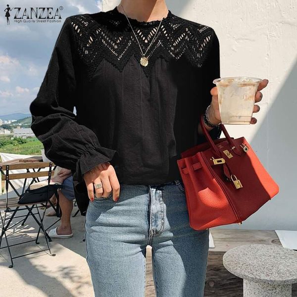 women's blouses & shirts fashion lace patchwork tunic puff sleeve zanzea 2021 summer casual blusas female hollow plus size, White
women's blouses & shirts fashion lace patchwork tunic puff sleeve zanzea 2021 summer casual blusas female hollow plus size, White