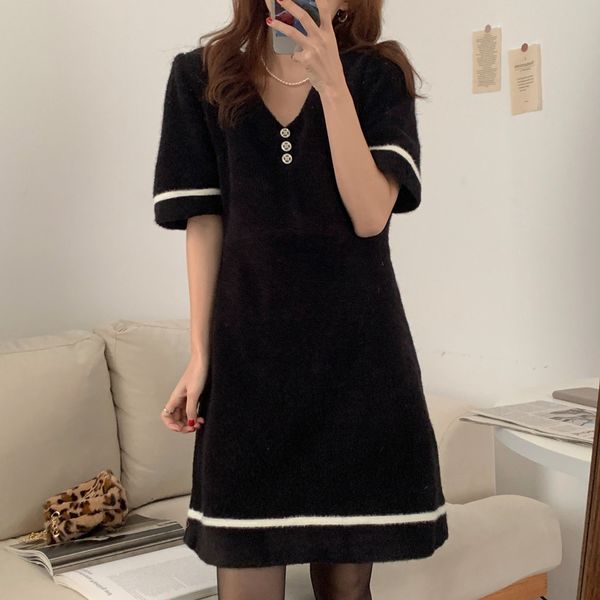 dresses chic retro woolen women stylish es v-neck color-hit slim vintage elegance vestidos, Black;gray
dresses chic retro woolen women stylish es v-neck color-hit slim vintage elegance vestidos, Black;gray