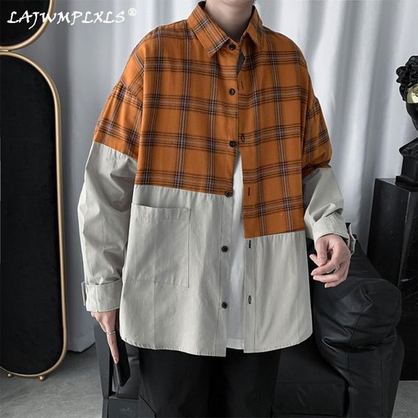 men's casual shirts men plaid patchwork long sleeve shirt 2021 korean fashions harajuku cltohes mens vintage button up plus size -3xl, White;black
men's casual shirts men plaid patchwork long sleeve shirt 2021 korean fashions harajuku cltohes mens vintage button up plus size -3xl, White;black