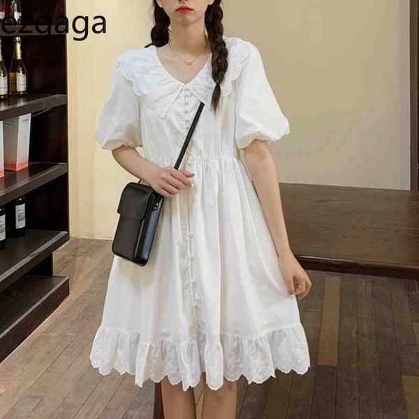 ezgaga summer korean chic lace patchwork women dress lapel short sleeve high waist a-line button girl fashion dresses vestidos 210430, Black;gray
ezgaga summer korean chic lace patchwork women dress lapel short sleeve high waist a-line button girl fashion dresses vestidos 210430, Black;gray