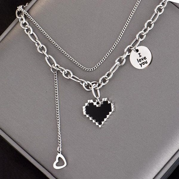 chains 316l stainless steel fadeless black mosaics hearts pixel double necklace web celebrity hip hop rock clavicle chain loves, Silver
chains 316l stainless steel fadeless black mosaics hearts pixel double necklace web celebrity hip hop rock clavicle chain loves, Silver