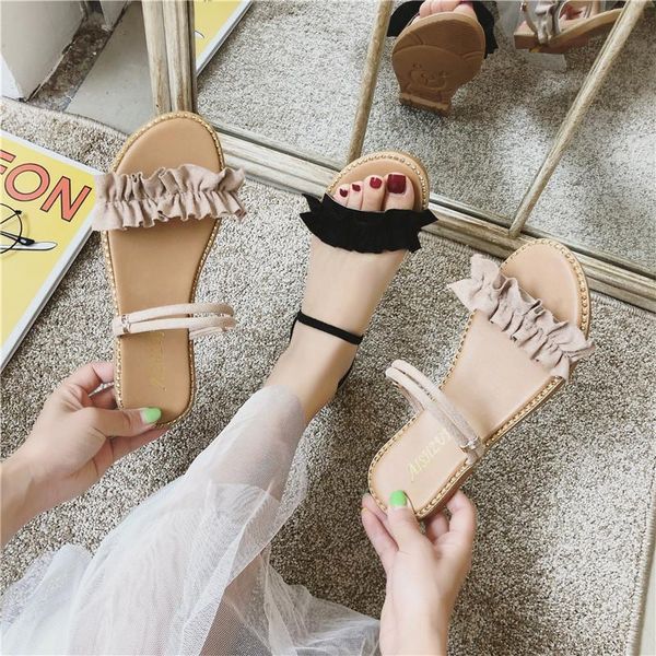 slippers all match open toe slides brief ruffles narrow band 2-ways sandals summer shoes woman cozy flock flats soft sole beach flipflops, Black
slippers all match open toe slides brief ruffles narrow band 2-ways sandals summer shoes woman cozy flock flats soft sole beach flipflops, Black