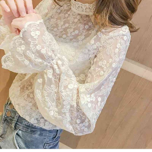 see through women white lace shirt elegant turtleneck blouses long sleeve fashion korean ladies 210601
see through women white lace shirt elegant turtleneck blouses long sleeve fashion korean ladies 210601