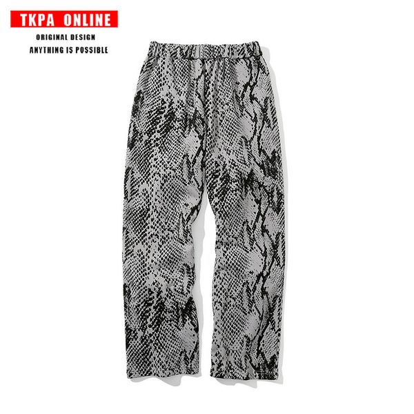 tkpa street casual pants men's and women's new high street snake elastic waist straight leg pants, White;black
tkpa street casual pants men's and women's new high street snake elastic waist straight leg pants, White;black