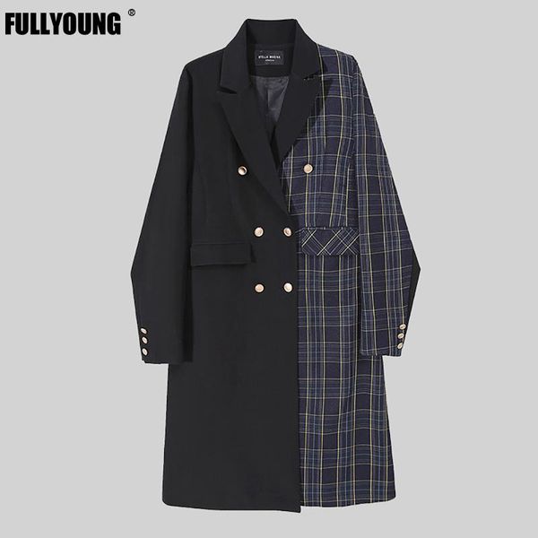 women's wool & blends fullyoung women plaid long coat with suit collar trench autumn high-end elegant sleeve windbreaker jacket, Black
women's wool & blends fullyoung women plaid long coat with suit collar trench autumn high-end elegant sleeve windbreaker jacket, Black