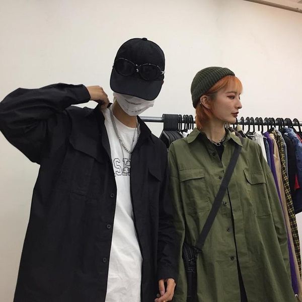 men's casual shirts cargo shirt vintage button up for men women blouse korean fashion clothes collared clothing streetwear long sleev, White;black
men's casual shirts cargo shirt vintage button up for men women blouse korean fashion clothes collared clothing streetwear long sleev, White;black