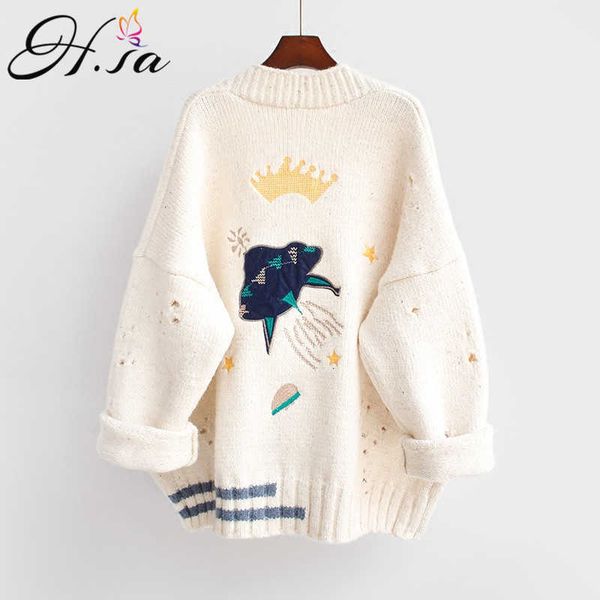 hsa autumn winter women sweater cardigans cartoon embroidery cardigans poncho single breasted knit sweater harajuku out 210716, White;black
hsa autumn winter women sweater cardigans cartoon embroidery cardigans poncho single breasted knit sweater harajuku out 210716, White;black