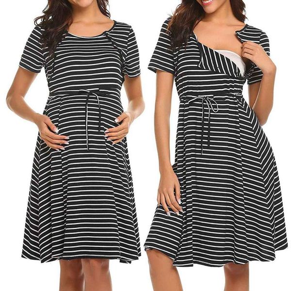 maternity dresses woman o-neck stripe short sleeve breast-feeding pregnant nursing dress pregnancy clothing vestidos, White
maternity dresses woman o-neck stripe short sleeve breast-feeding pregnant nursing dress pregnancy clothing vestidos, White