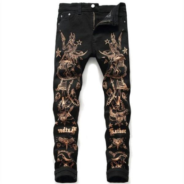 men's jeans letters slightly elastic personality printing small straight trend casual nightclub fashionable pants, Blue
men's jeans letters slightly elastic personality printing small straight trend casual nightclub fashionable pants, Blue