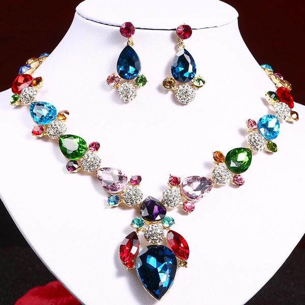 earrings & necklace 2021 red blue crystal water drop flower party wedding jewelry sets for women gift, Silver
earrings & necklace 2021 red blue crystal water drop flower party wedding jewelry sets for women gift, Silver