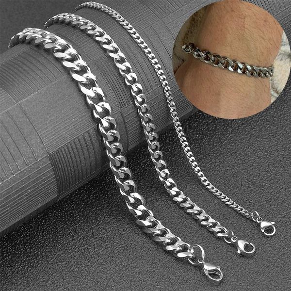 fashion stainless steel chain bracelet for men women wedding jewelry gift 3/5/7mm adjustable cuban chain men's bracelet, Black 
fashion stainless steel chain bracelet for men women wedding jewelry gift 3/5/7mm adjustable cuban chain men's bracelet, Black