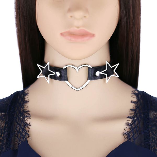 new harajuku soft girl black pu leather peach heart love heart collar female neckband five-pointed star clavicle necklace, Golden;silver
new harajuku soft girl black pu leather peach heart love heart collar female neckband five-pointed star clavicle necklace, Golden;silver