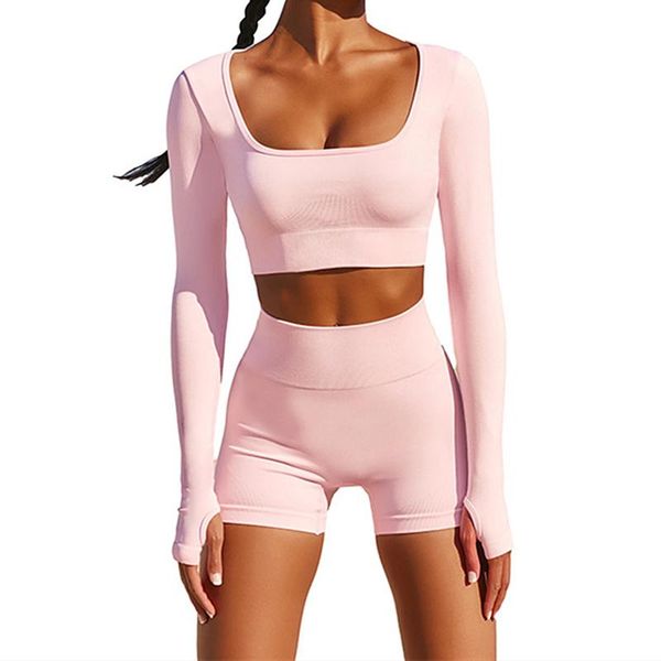yoga outfit summer set women two 2 piece pink long sleeve crop t-shirt tight shorts sportsuit workout gym sport
yoga outfit summer set women two 2 piece pink long sleeve crop t-shirt tight shorts sportsuit workout gym sport