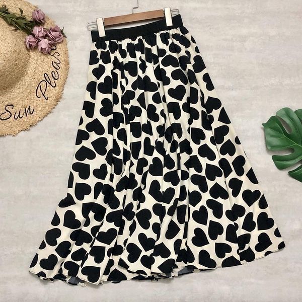 midi heart dots printing large women skirts hem high elastic waist cotton a line fashion office lady mid calf long, Black
midi heart dots printing large women skirts hem high elastic waist cotton a line fashion office lady mid calf long, Black