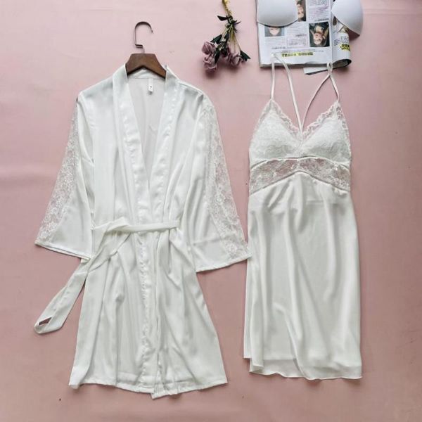 women's sleepwear white women robe kimono gown patchwork hollow out lace wedding nightgown set spring summer above knee home dress xxl, Black;red
women's sleepwear white women robe kimono gown patchwork hollow out lace wedding nightgown set spring summer above knee home dress xxl, Black;red