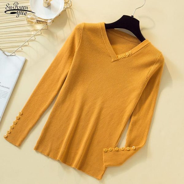 women's sweaters solid v-neck fashion sweater women long sleeve core yarn pullovers autumn office lady knit slim elegant button 7251, White;black
women's sweaters solid v-neck fashion sweater women long sleeve core yarn pullovers autumn office lady knit slim elegant button 7251, White;black