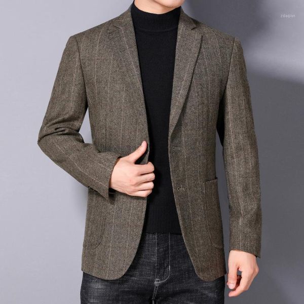men's suits & blazers gray camel woolen men smart casual dark striped jacket suit single-breasted button on cuff design notched collar, White;black
men's suits & blazers gray camel woolen men smart casual dark striped jacket suit single-breasted button on cuff design notched collar, White;black