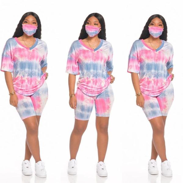 women's tracksuits tie-dye v-neck casual fashion home sports shorts suit (including mask), Gray
women's tracksuits tie-dye v-neck casual fashion home sports shorts suit (including mask), Gray
