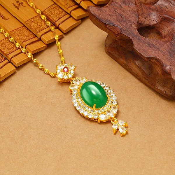 chains vietnam sand gold inlaid green chalcedony pendant girls clavicle chain ethnic style fashion personality jewelry wild wholesale, Silver
chains vietnam sand gold inlaid green chalcedony pendant girls clavicle chain ethnic style fashion personality jewelry wild wholesale, Silver