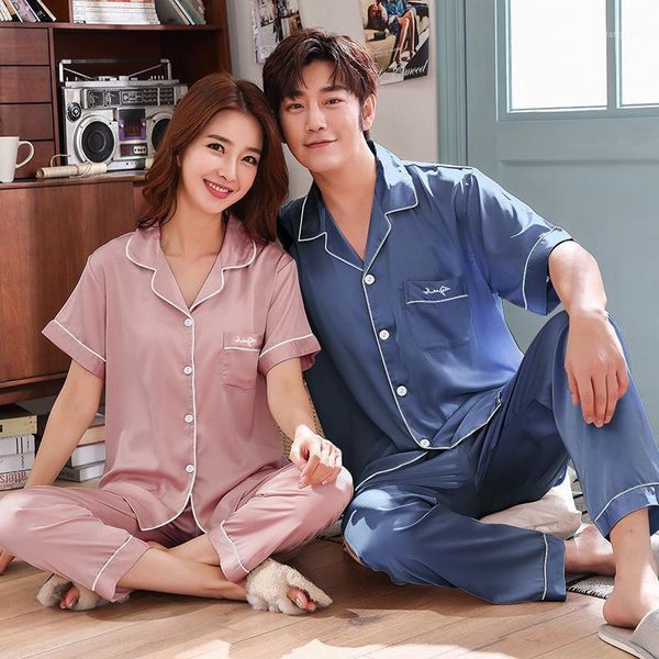 couple pajamas set comfort silk satin men and women sleepwear 2pcs polyester simple style lovers turn-down collar homewear men's, Black;brown
couple pajamas set comfort silk satin men and women sleepwear 2pcs polyester simple style lovers turn-down collar homewear men's, Black;brown