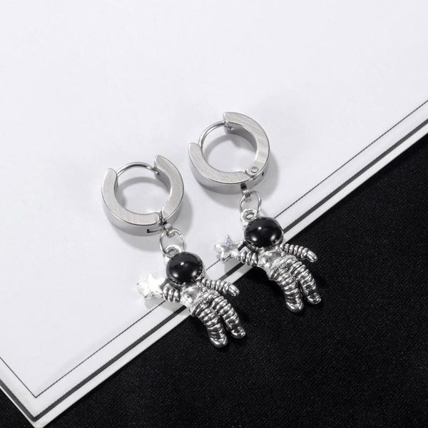 hoop & huggie ceative astronaut star pendant earrings stainless steel round women men jewelry accessories, Golden;silver
hoop & huggie ceative astronaut star pendant earrings stainless steel round women men jewelry accessories, Golden;silver