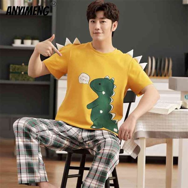 pyjamas men 4xl 5xl sleepwear big size male's nightwear cartoon design dinosaur printing chic home clothes cotton summer pajamas 210812, Black;brown
pyjamas men 4xl 5xl sleepwear big size male's nightwear cartoon design dinosaur printing chic home clothes cotton summer pajamas 210812, Black;brown