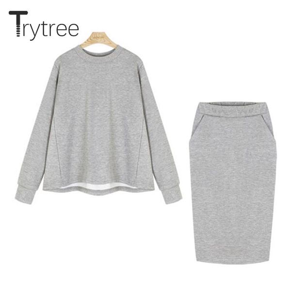 trytree 2021 autumn winter two piece women set casual o-neck sweatshirt fleece liner + elastic waist skirt 2 suit women's tracksuits, Gray
trytree 2021 autumn winter two piece women set casual o-neck sweatshirt fleece liner + elastic waist skirt 2 suit women's tracksuits, Gray
