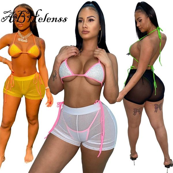 pathchwork summer beach 3 piece set women diamonds bikini suit sheer mesh shorts fashion swimwear night club outfit women's tracksuits, Gray
pathchwork summer beach 3 piece set women diamonds bikini suit sheer mesh shorts fashion swimwear night club outfit women's tracksuits, Gray