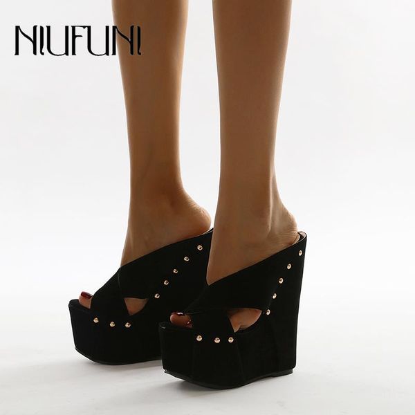 slippers slides rivet wedge sandals peep toe suede black women's 2021 hollow 15cm thick heels women shoes
slippers slides rivet wedge sandals peep toe suede black women's 2021 hollow 15cm thick heels women shoes