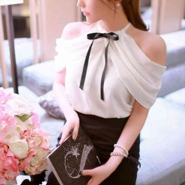 fashion summer elegant clothing women shirt off shoulder halter neck bowknot lady slim fit chiffon blouse, White
fashion summer elegant clothing women shirt off shoulder halter neck bowknot lady slim fit chiffon blouse, White