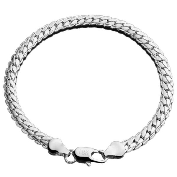 link, chain fashion men's flat curb silver plated simple design bracelet jewelry gift, Black
link, chain fashion men's flat curb silver plated simple design bracelet jewelry gift, Black