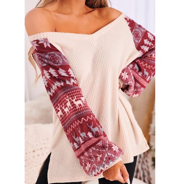 women's sweaters women autumn winter 2021 christmas v-neck side split knit printed lantern sleeve sweater, White;black
women's sweaters women autumn winter 2021 christmas v-neck side split knit printed lantern sleeve sweater, White;black