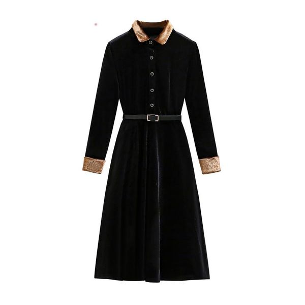 casual dresses lukaxsikax 2021 autumn winter women contrast color patchwork black velvet dress elegant slim party send the belt, Black;gray
casual dresses lukaxsikax 2021 autumn winter women contrast color patchwork black velvet dress elegant slim party send the belt, Black;gray