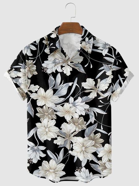men's casual shirts flower pattern creative 3d digital printing summer break loose short-sleeved shirt, White;black
men's casual shirts flower pattern creative 3d digital printing summer break loose short-sleeved shirt, White;black