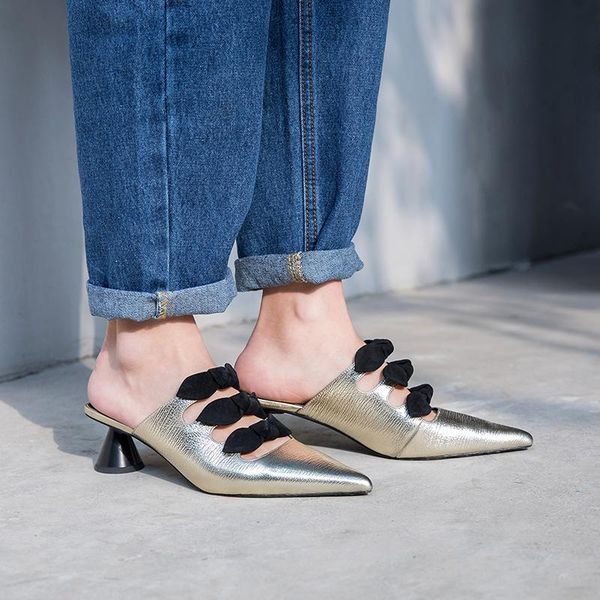 slippers agodor mules womens full genuine leather pointed toe women shoes with bow gold white spring ladies party, Black
slippers agodor mules womens full genuine leather pointed toe women shoes with bow gold white spring ladies party, Black