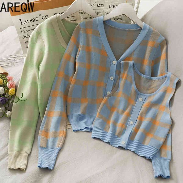fashion suit women spring and summer color plaid long-sleeved single-breasted sweater short vest 210507, White
fashion suit women spring and summer color plaid long-sleeved single-breasted sweater short vest 210507, White