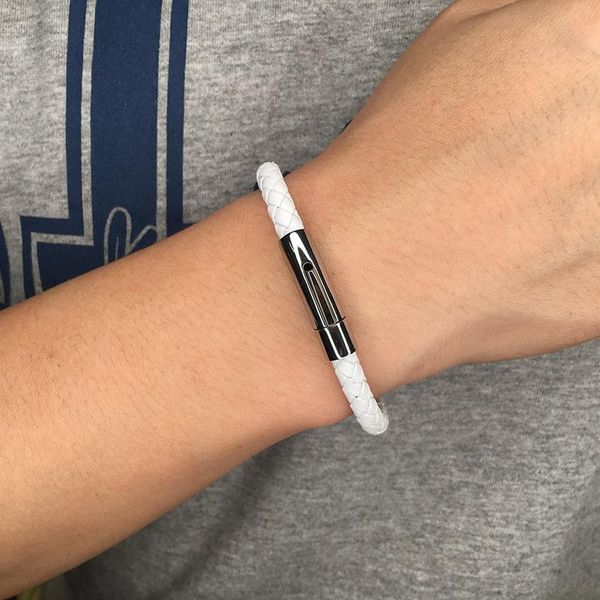charm bracelets creative simple white handmade leather rope men's bracelet stainless steel magnetic buckle fashion 7-ph517, Golden;silver
charm bracelets creative simple white handmade leather rope men's bracelet stainless steel magnetic buckle fashion 7-ph517, Golden;silver
