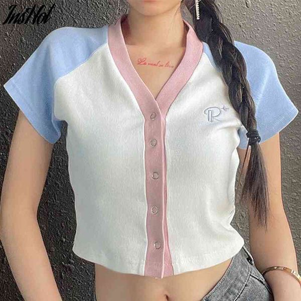 women embroidery v-neck short sleeve t-shirt clubwear buttons bodycon patchwork crop summer outwear tee shirt femme 210514, White
women embroidery v-neck short sleeve t-shirt clubwear buttons bodycon patchwork crop summer outwear tee shirt femme 210514, White