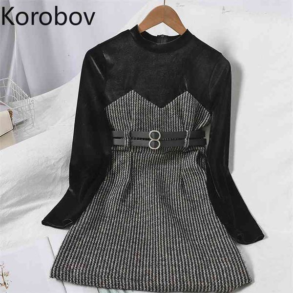 korobov women dress winter thick korean elegant office lady female dresses o neck sashes chic velvet vestidos femme 210430, Black;gray
korobov women dress winter thick korean elegant office lady female dresses o neck sashes chic velvet vestidos femme 210430, Black;gray