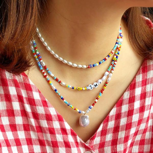 pendant necklaces bohemian style colorful bead necklace female handmade beaded pearl clavicle chain jewelry, Silver
pendant necklaces bohemian style colorful bead necklace female handmade beaded pearl clavicle chain jewelry, Silver