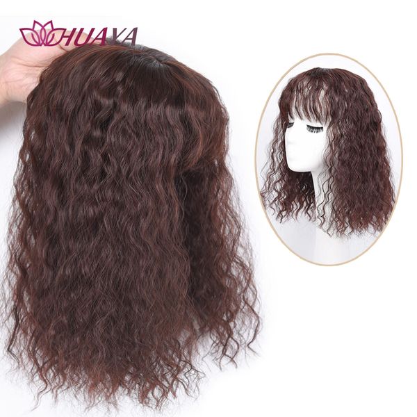 huaya synthetic long water wavy curly half head women's hairpieces invisible head block increase hair volume 220217, Black;brown 
huaya synthetic long water wavy curly half head women's hairpieces invisible head block increase hair volume 220217, Black;brown