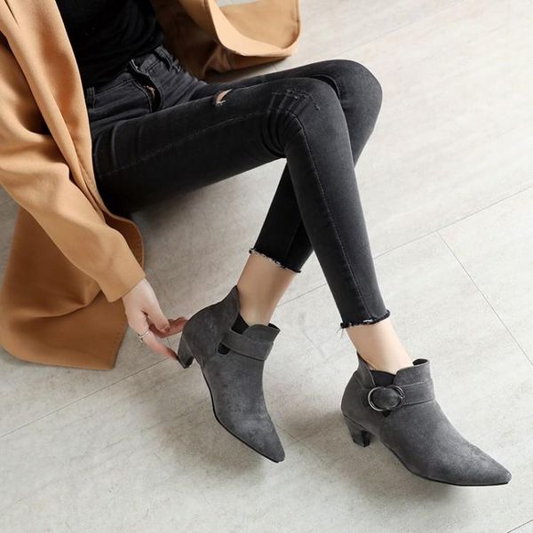 boots big size heavy-heeled shoes women's pointed suede mid-heeled, Black
boots big size heavy-heeled shoes women's pointed suede mid-heeled, Black