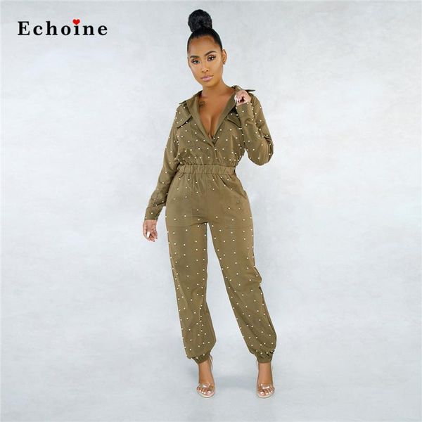 women's jumpsuits & rompers women beads turn-down collar pockets elastic waist long jogging pants streetwear party romper modern outwea, Black;white
women's jumpsuits & rompers women beads turn-down collar pockets elastic waist long jogging pants streetwear party romper modern outwea, Black;white