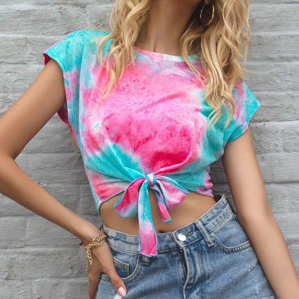 women's t-shirt tie-dye tie women 2021 summer short-sleeved round neck short pullover woman casual clothing fashion streetwear, White
women's t-shirt tie-dye tie women 2021 summer short-sleeved round neck short pullover woman casual clothing fashion streetwear, White