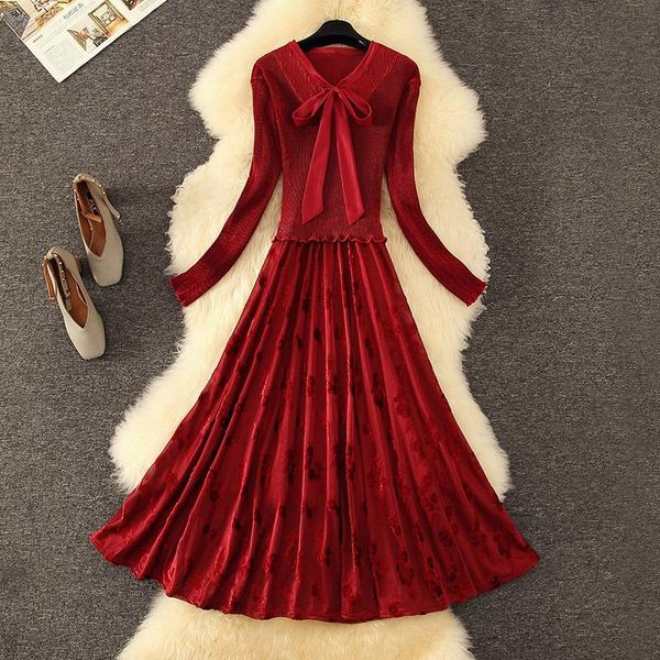 casual dresses spring elegant floral bow tie glitter long knitted dress women sleeves a-line vintage midi party femme vestidos, Black;gray
casual dresses spring elegant floral bow tie glitter long knitted dress women sleeves a-line vintage midi party femme vestidos, Black;gray