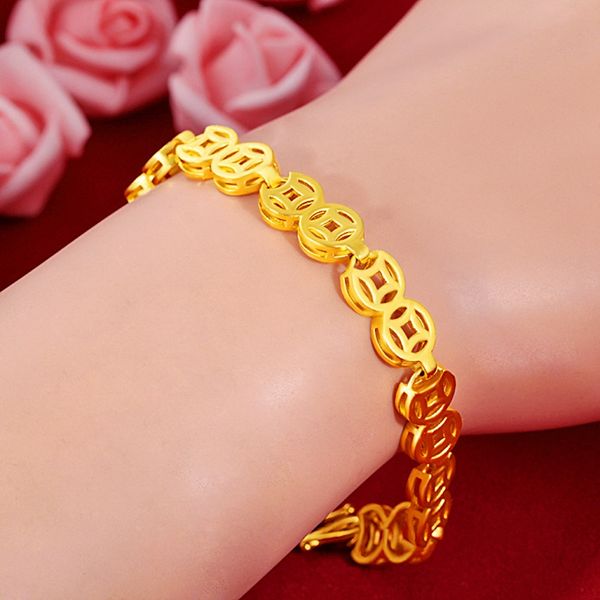 vintage coin shaped link chain bracelet for women men 18k yellow gold filled hollow classic jewelry gift, Black
vintage coin shaped link chain bracelet for women men 18k yellow gold filled hollow classic jewelry gift, Black