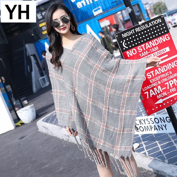 scarves 2021 pin autumn winter knitted scarf women casual loose tassel poncho shawls lady fashion, Blue;gray 
scarves 2021 pin autumn winter knitted scarf women casual loose tassel poncho shawls lady fashion, Blue;gray