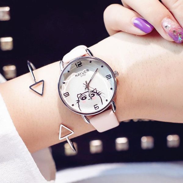 wristwatches women's fashion casual watches with cats cartton pattern woman quartz clock 2021 simple female leather girls watch, Slivery;brown
wristwatches women's fashion casual watches with cats cartton pattern woman quartz clock 2021 simple female leather girls watch, Slivery;brown