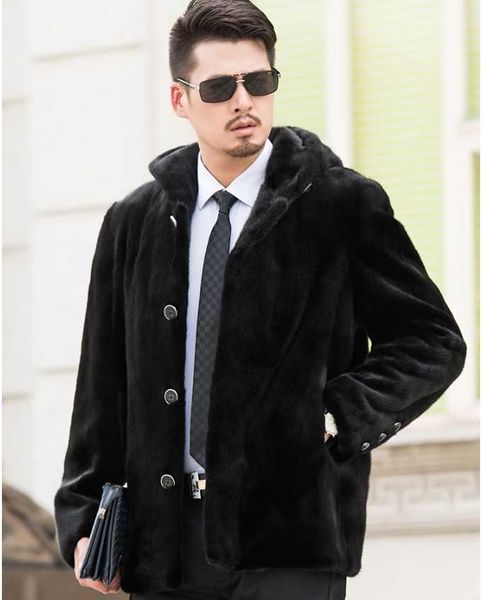 men's leather & faux plus size genuine jacket real coat garment with hood winter warm outwear, Black
men's leather & faux plus size genuine jacket real coat garment with hood winter warm outwear, Black